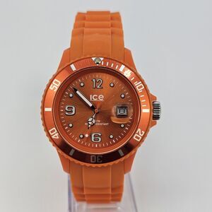 Ice-Watch Unisex Orange Silicone Bands 40MM Rotating Bezel Date 8" New Battery